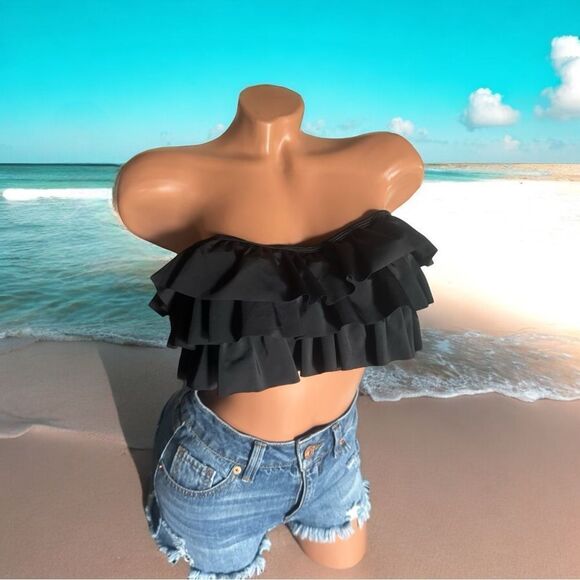 Swimsuits For All l Strapless, Ruffled Bikini Top l Double Hook Back l 18 l EUC - Picture 9 of 9